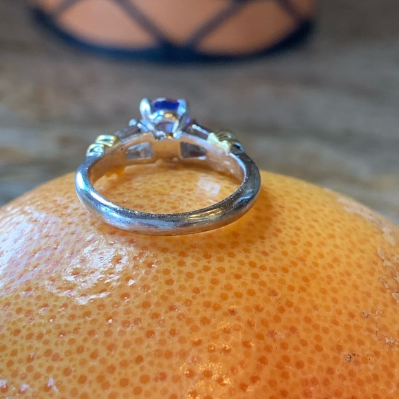 LeVian * Stunning Tanzanite & Baguette Diamond Platinum & 18k Gold Ring - Picture 13 of 14